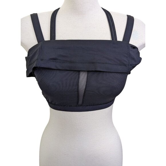 Lululemon Happy Strappy Tank Top Built In Bra Criss Cross Back Black Size 8 - Picture 5 of 6